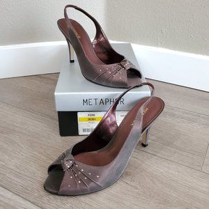 Metaphor Fern Brown/Bronze Sparkly Slingback Heels